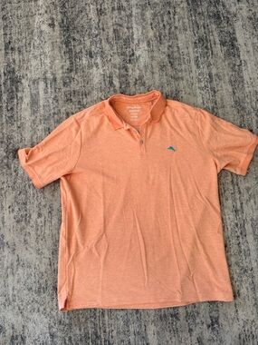 Tommy Bahama Men's Coral Polo with Teal Fish Logo XLT